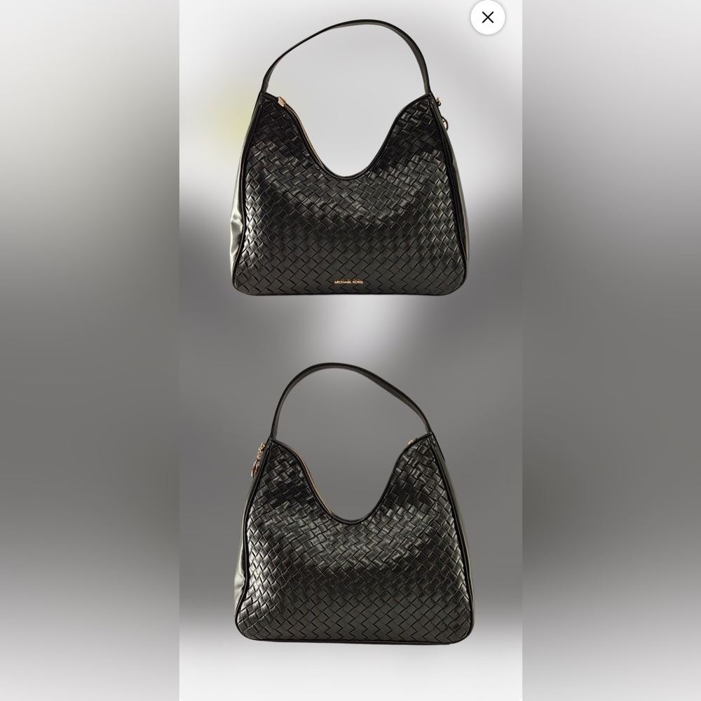 Michael Kors Black Woven Leather Shoulder Hobo